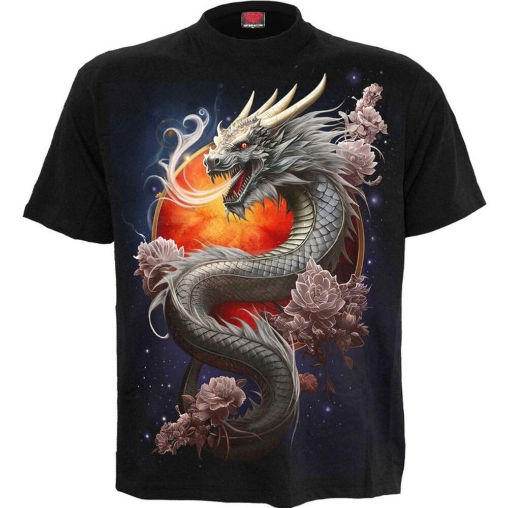 Spiral Direct Unisex Adult Sun Dragon T-Shirt / Black